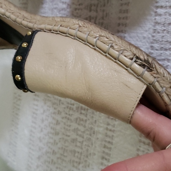 Banana Republic leather cream studded open side espadrille flat sandals … - Picture 3 of 9